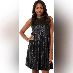 Marina Sleeveless A-line Sequin Shift Cocktail Dress All Over Sequins Size 4 NWT